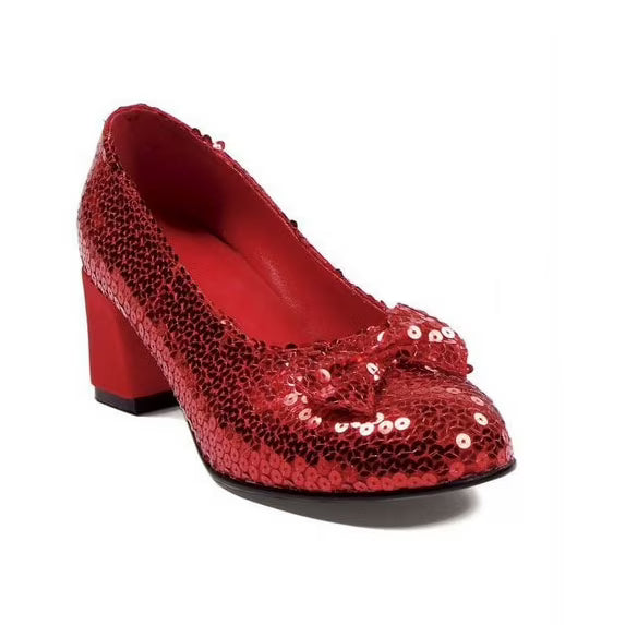 Ellie Shoes Red Judy 2" Heel Sequined Size 5