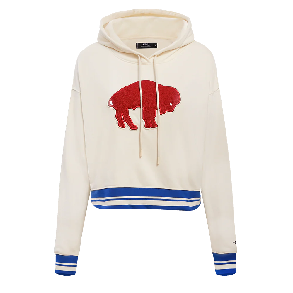 NFL BUFFALO BILLS RETRO CLASSIC WOMEN'S CROPPED PULLOVER HOODIE SIZE: S