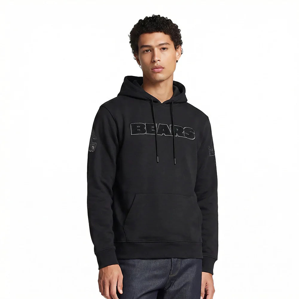 NFL CHICAGO BEARS TRIPLE BLACK MEN'S PULLOVER HOODIE Size L