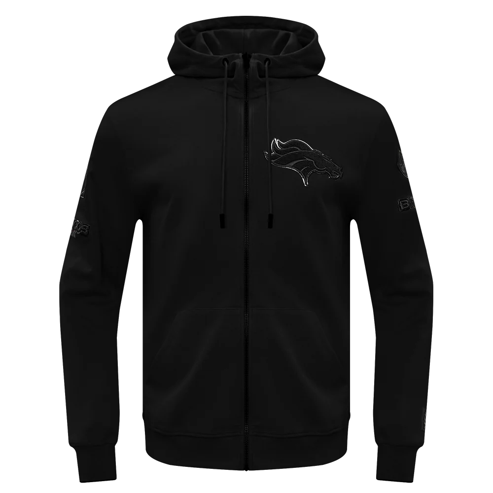 PRO STANDARD - LG MEN'S NFL DENVER BRONCOS TRIPLE BLACK DK FZ HOODIE - 3BLACK