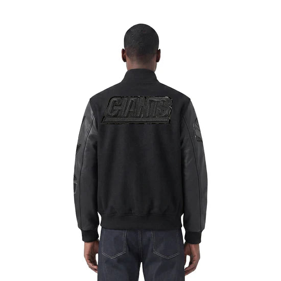 NFL New York Giants Triple Black Men's Wool Varsity Jacket - Triple Black - Medium