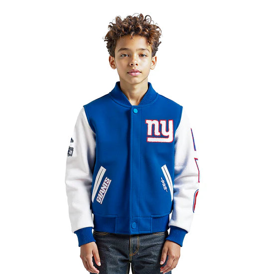NFL NEW YORK GIANTS CLASSIC BIG BOYS WOOL VARSITY JACKET- MED