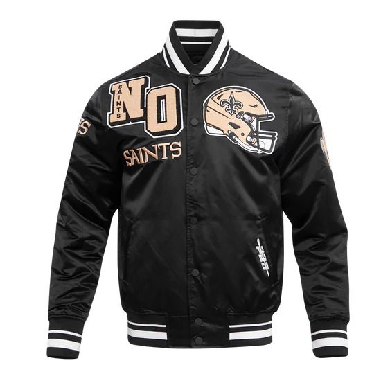 NFL New Orleans Saints Mashup Men's Rib Satin Jacket - Black - Large
