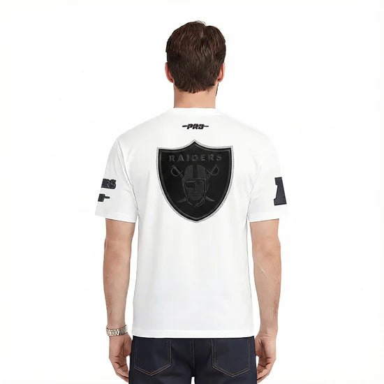 NFL Las Vegas Raiders Blackout Men's CJ Drop Shoulder Tee - White - Small
