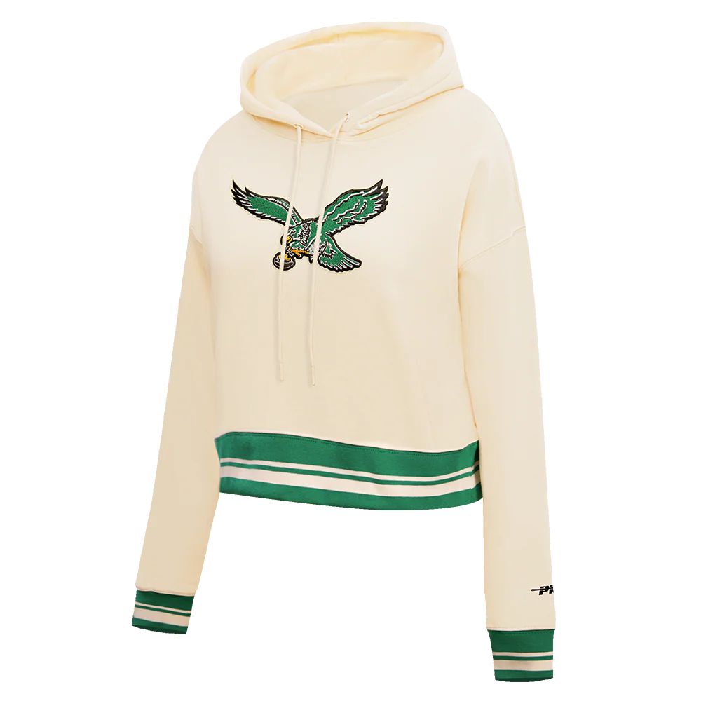 NFL PHILADELPHIA EAGLES RETRO CLASSIC WOMEN'S CROPPED PULLOVER HOODIE- SIZE:S