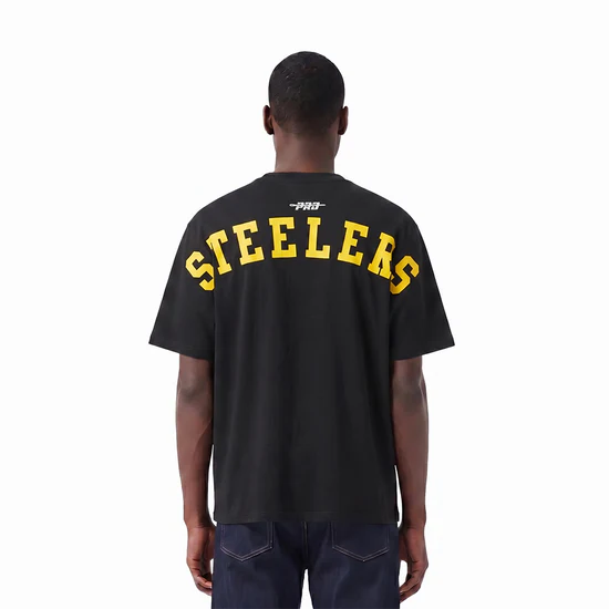 NFL Pittsburgh Steelers Wingspan Men's CJ Drop Shoulder Tee - Black - Size XL