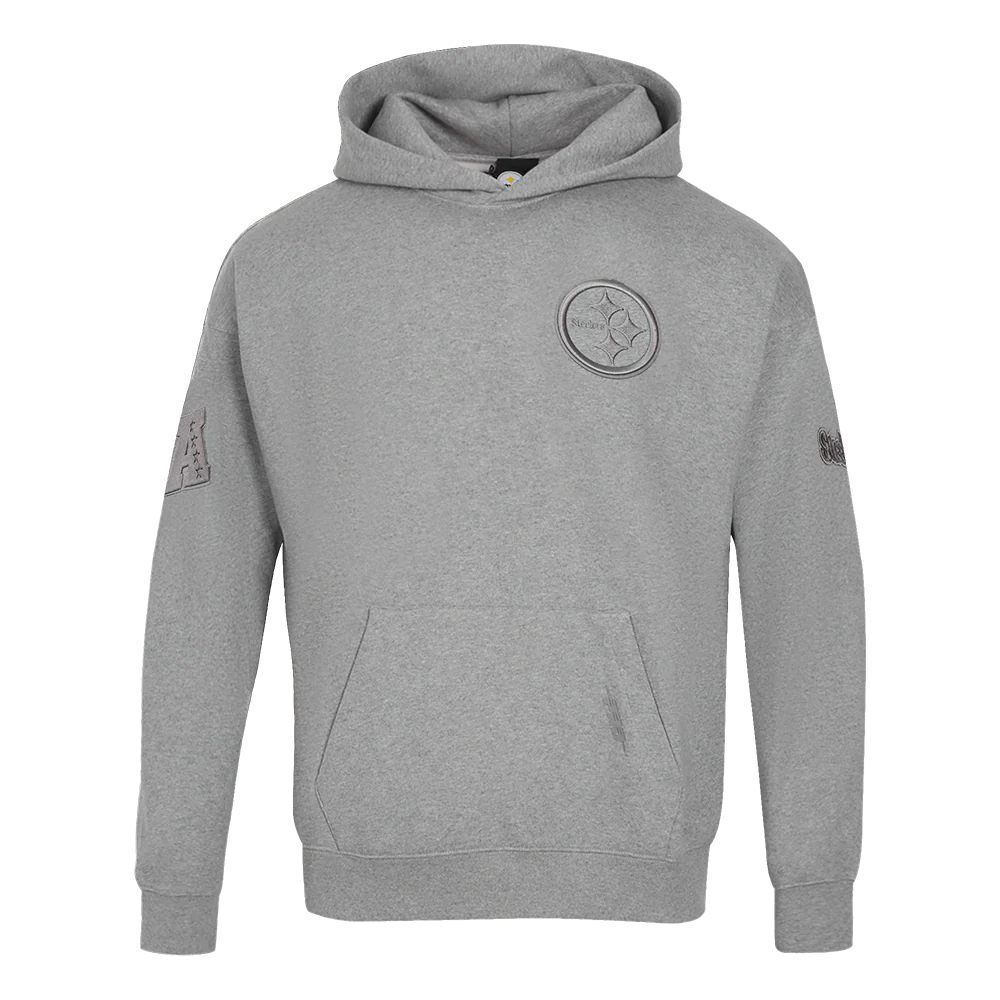 PRO STANDARD - 2XL MEN'S NFL PITTSBURGH STEELERS NEUTRAL DROP SHOULDER PULLOVER HOODIE - DARK HEATHER GREY