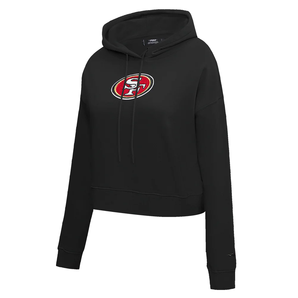 NFL SAN FRANCISCO 49ERS CLASSIC FLEECE CROPPED PULLOVER HOODIE Size S