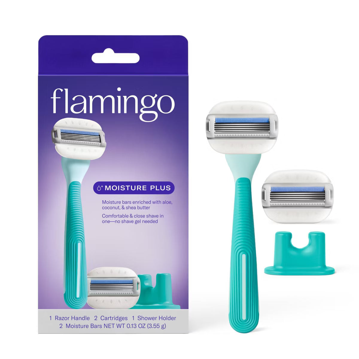 Flamingo Moisture Plus Women's Razor with 2 Razor Blade Cartridges - Seafoam