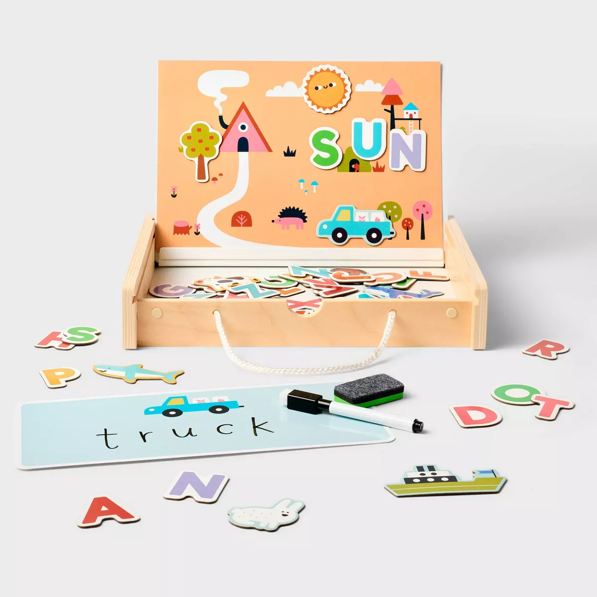 Magnetic Easel & Letters Set - 136pc - Gigglescape™: Educational Toddler Activity, Letter Magnets, Creativity Focus