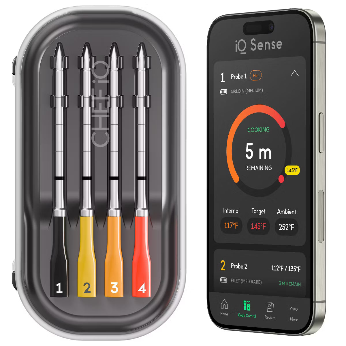 iQ Sense by CHEF iQ Smart Wireless Meat Thermometer, WiFi Unlimited Range, 5 Sensors, Ultra-Thin Probes