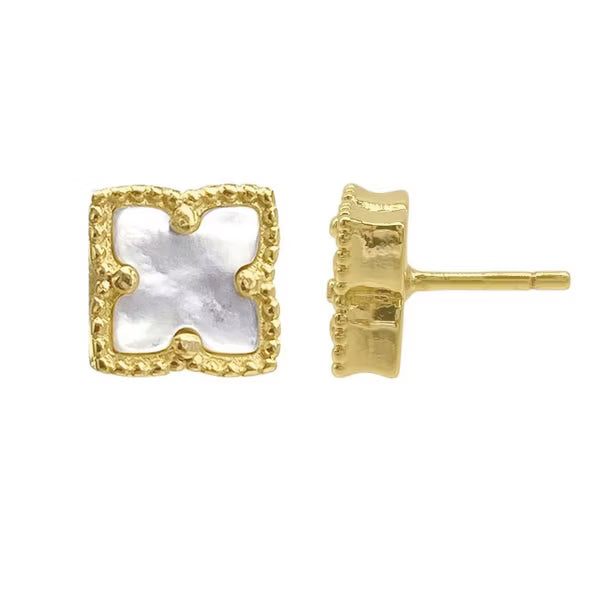 Adornia Flower Mother of Pearl Stud Earrings