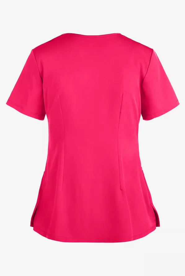 HH Works by Healing Hands Monica Women's 4-Pocket STRETCH V-Neck Scrub Top - Carnation Pink - Size XS