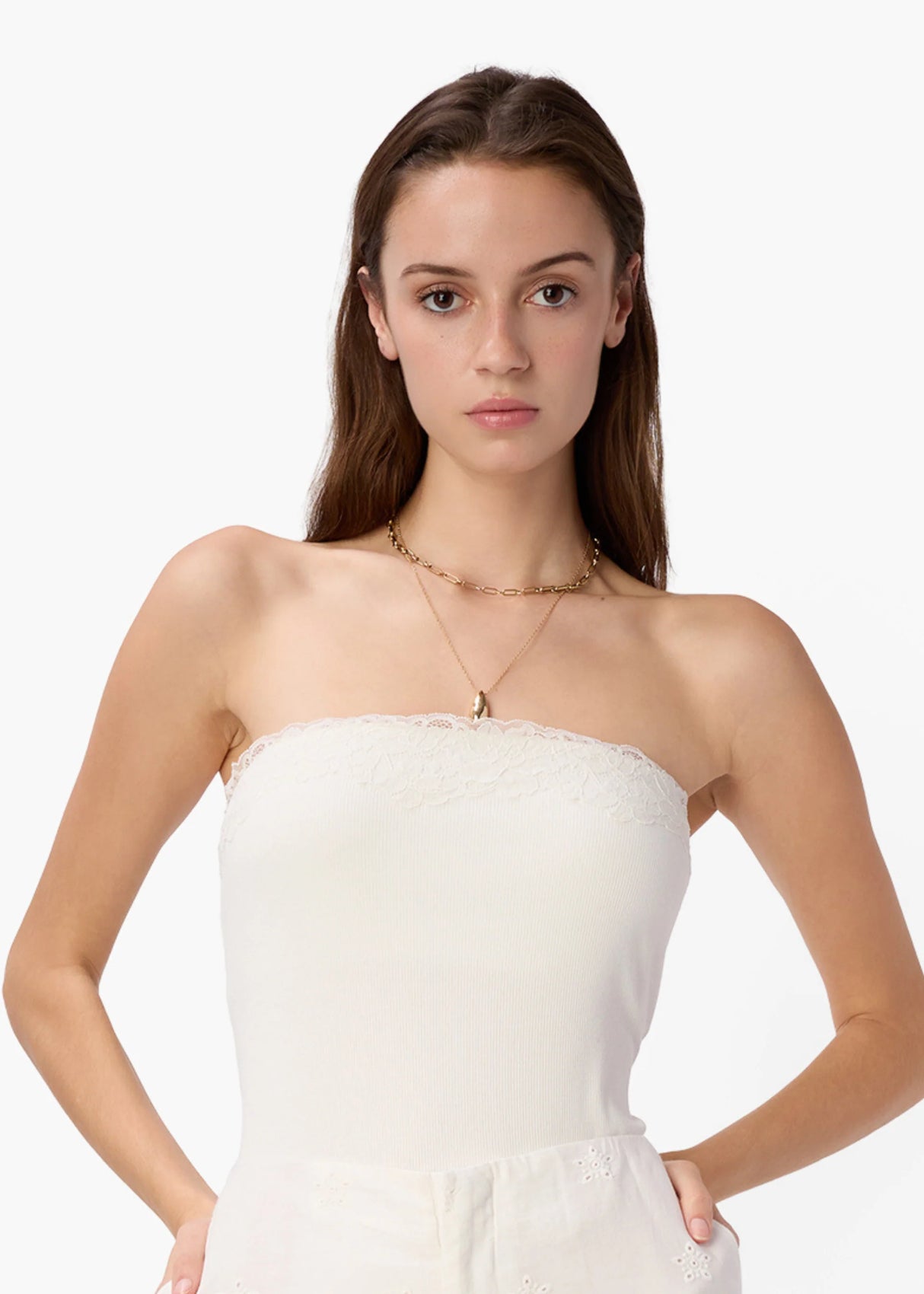 Rama Strapless Rib Knit Camisole White Size Medium