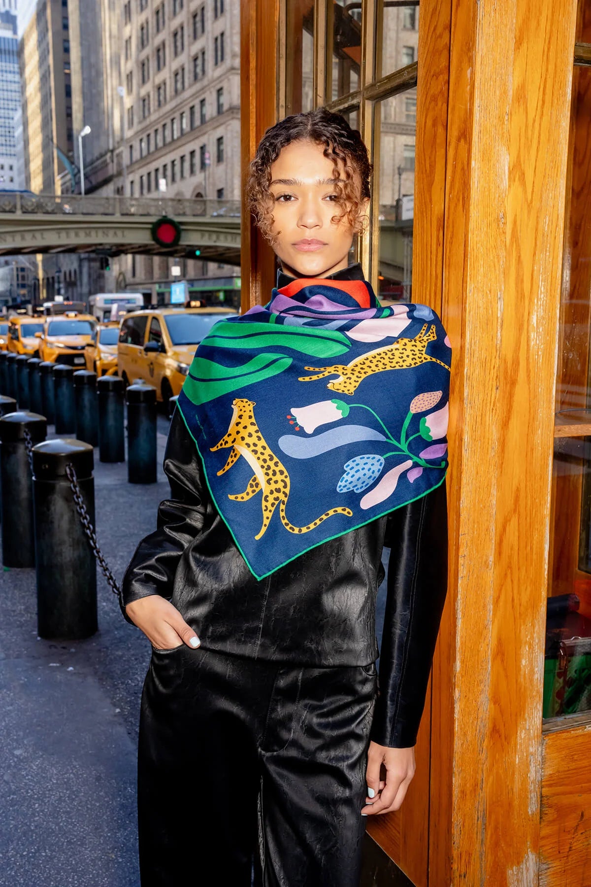 Jessie Zhao Double Sided Wool Silk Scarf Of Jungle Night