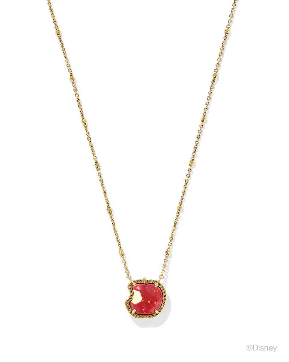 Disney | Kendra Scott Snow White Vintage Gold Apple Short Pendant Necklace in Red Lab Grown Opal