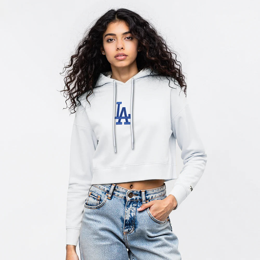 PRO STANDARD - MLB Los Angeles Dodgers Wingspan Women's FLC Cropped PO Hoodie - White - SM