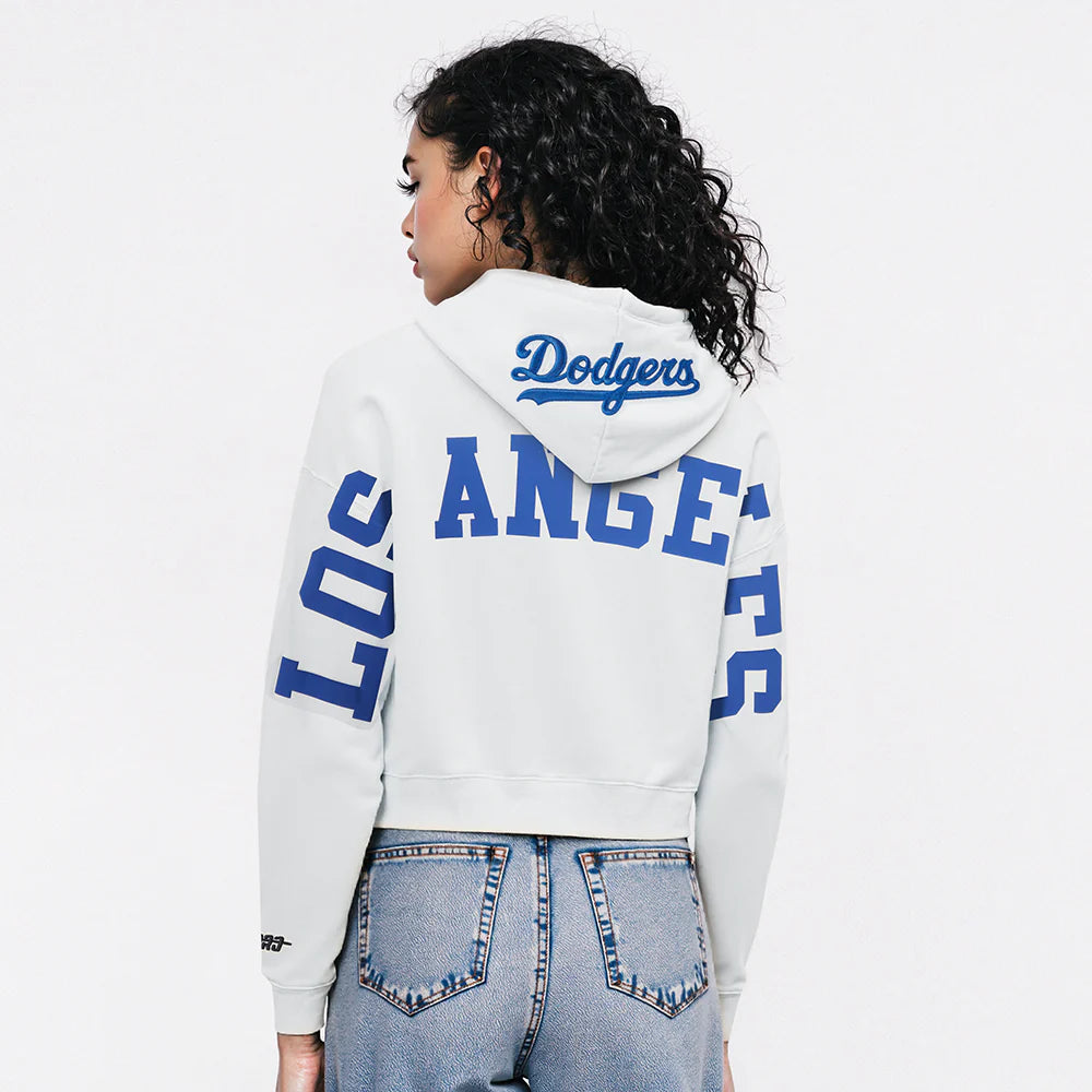 PRO STANDARD - MLB Los Angeles Dodgers Wingspan Women's FLC Cropped PO Hoodie - White - SM