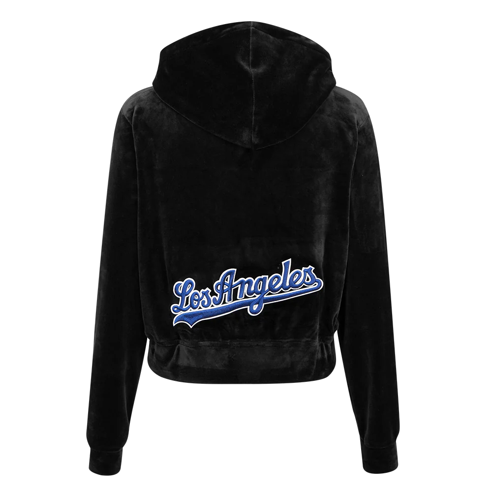 PRO STANDARD - LG - WOMEN'S MLB LOS ANGELES DODGERS CLASSIC VELOUR FULL ZIP PULLOVER HOODIE - BLACK