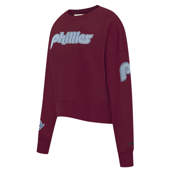 MLB PHILADELPHIA PHILLIES VARSITY BLUES WOMEN'S CREWNECK- SMALL