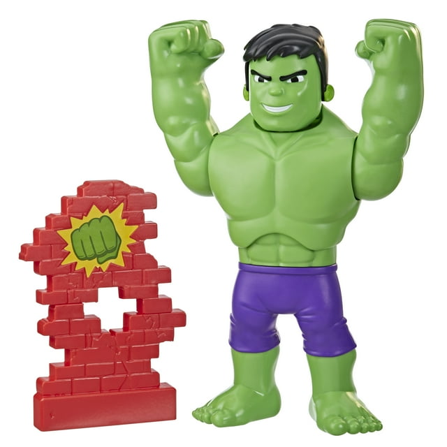 Marvel Spidey and His Amazing Friends Power Smash Hulk Preschool Toy, Face-Changing 10-inch Hulk Action Figure, Ages 3+