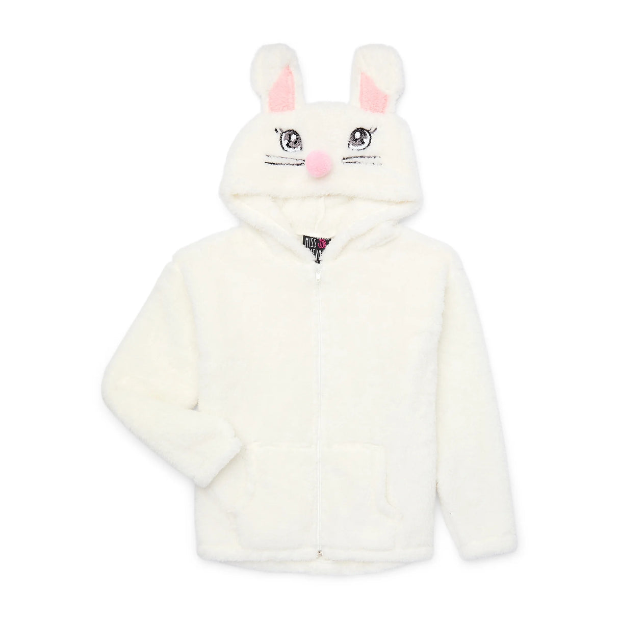 Miss Chievous Girls Faux Fur Critter Zip Up Hoodie Size: 7/8