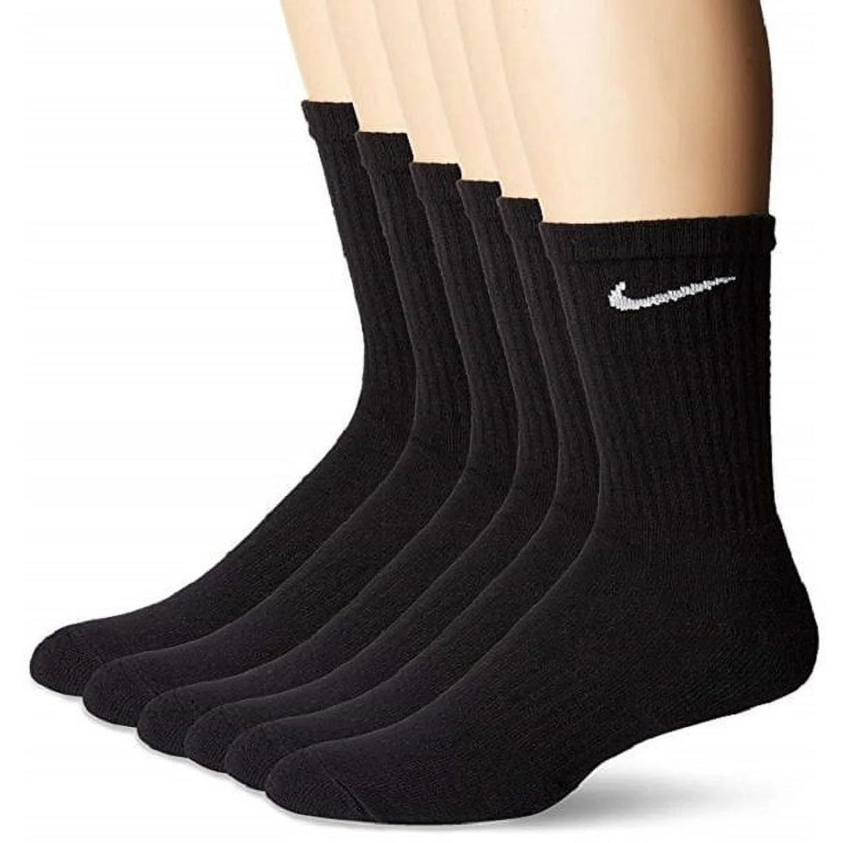 Red's Nike Unisex Everyday Cotton Cushioned Crew Training Socks with DRI-FIT Technology, Medium Black (Pack of 6 Pairs)