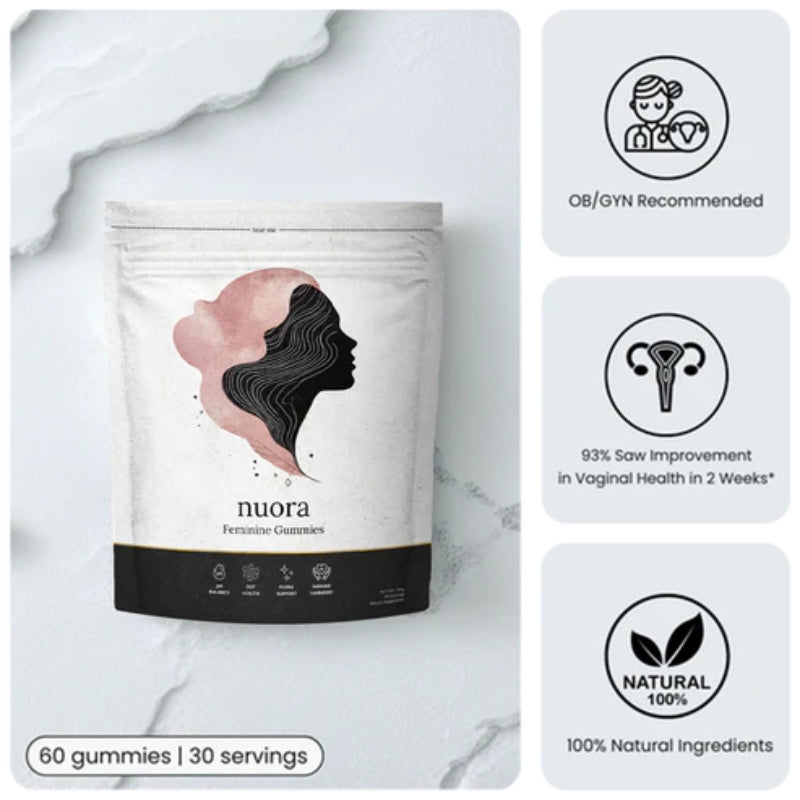 (3- Pack) NUORA FEMININE Vaginal Health Support GUMMIES, 90 GUMMIES