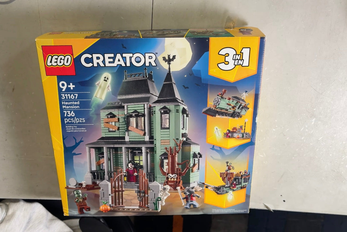LEGO Creator 3 in 1 Haunted Mansion Building Toy for Kids - Halloween Building Blocks & Learning Toy for Girls & Boys, Ages 9+ - Build a Haunted House, Train, or Ship - Gift for Birthdays - 31167