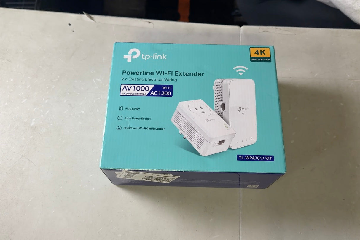 TP-Link Powerline WiFi Extender TL-WPA7617 KIT - Includes AV1000 Powerline Ethernet Network Adapter and AC1200 Dual Band Extender, Gigabit Port, Passthrough, OneMesh, Ethernet Over Power, Plug & Play