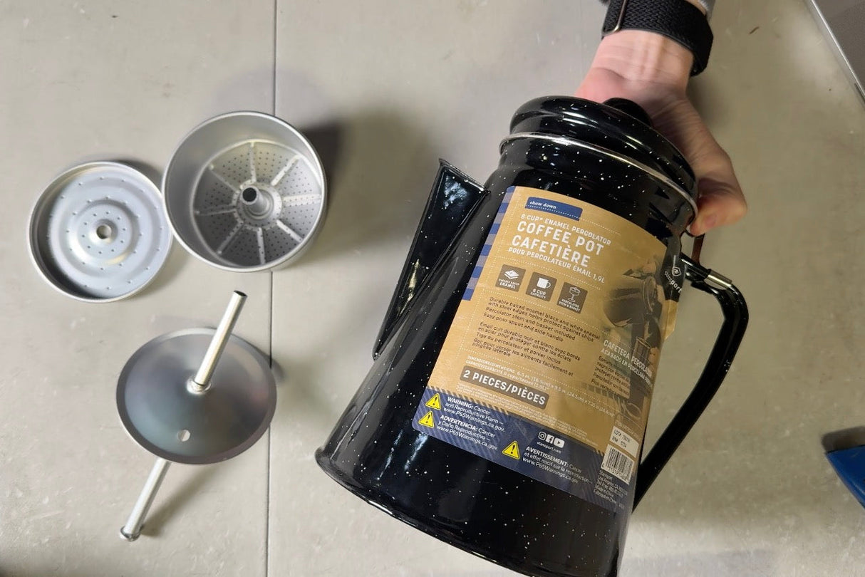 Stansport Enamel Percolator Coffee Pot 8 Cup - Black