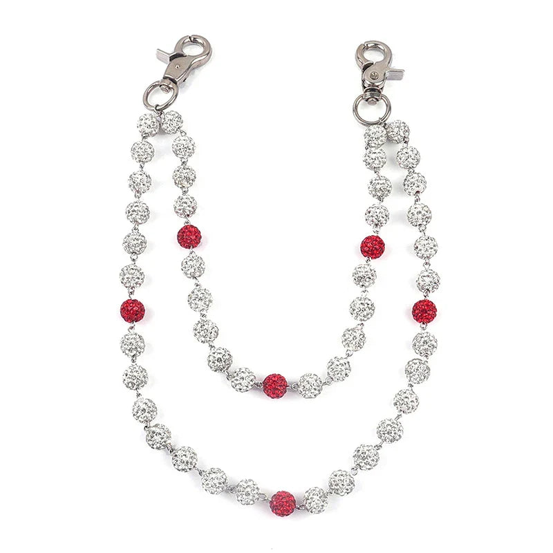 DRUNZ White/RED W DOTS WALLET CHAIN DZ122