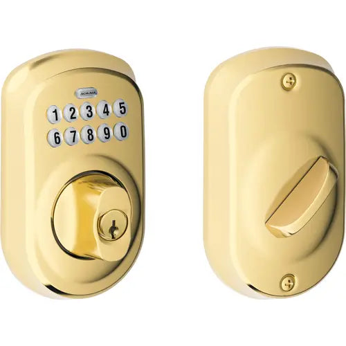 Schlage Residential-Keypad Deadbolt Model: BE365VPLY505-Plymouth Trim- Polished Brass