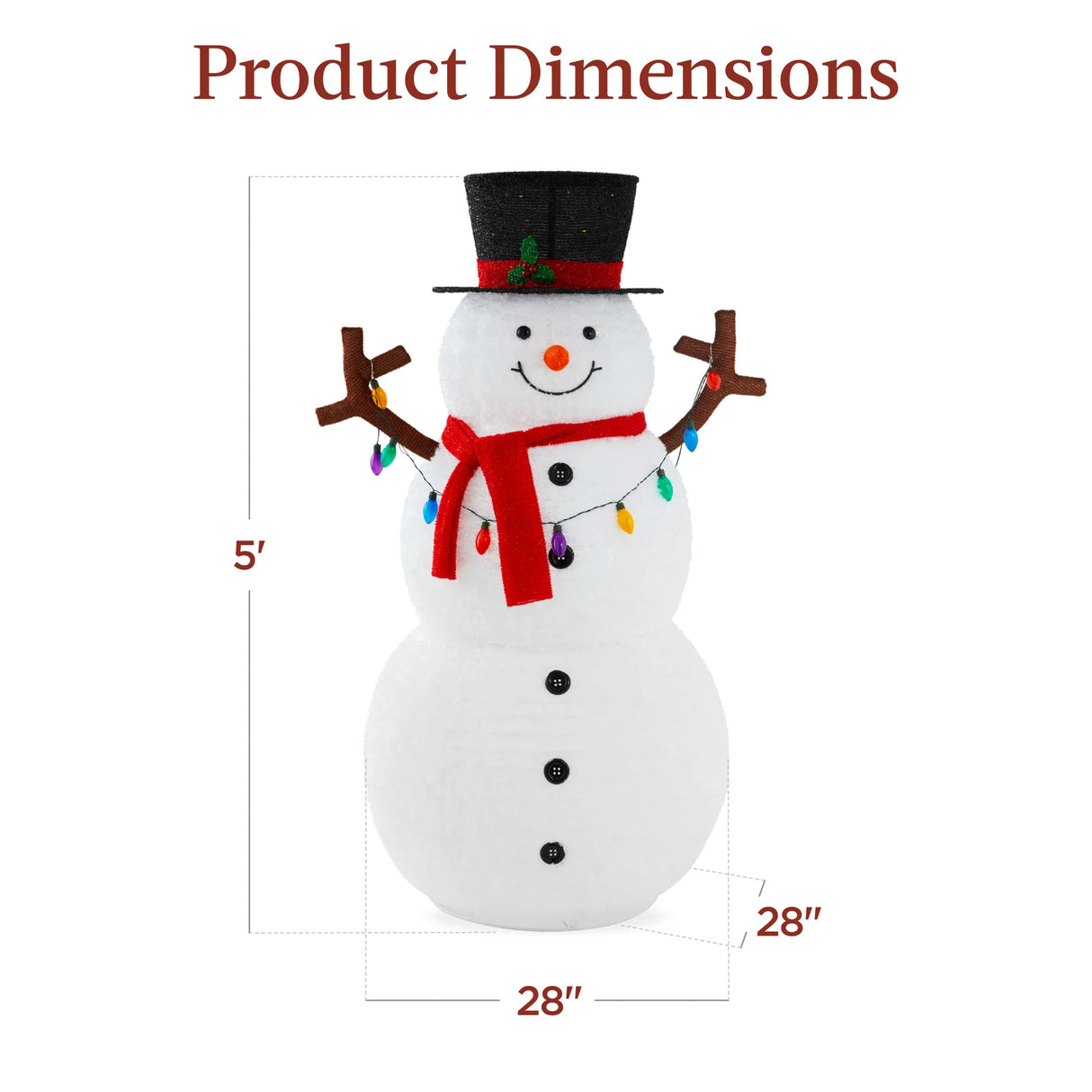 BCP Lighted Pop-Up Snowman Outdoor Christmas Decoration w/ LED Lights