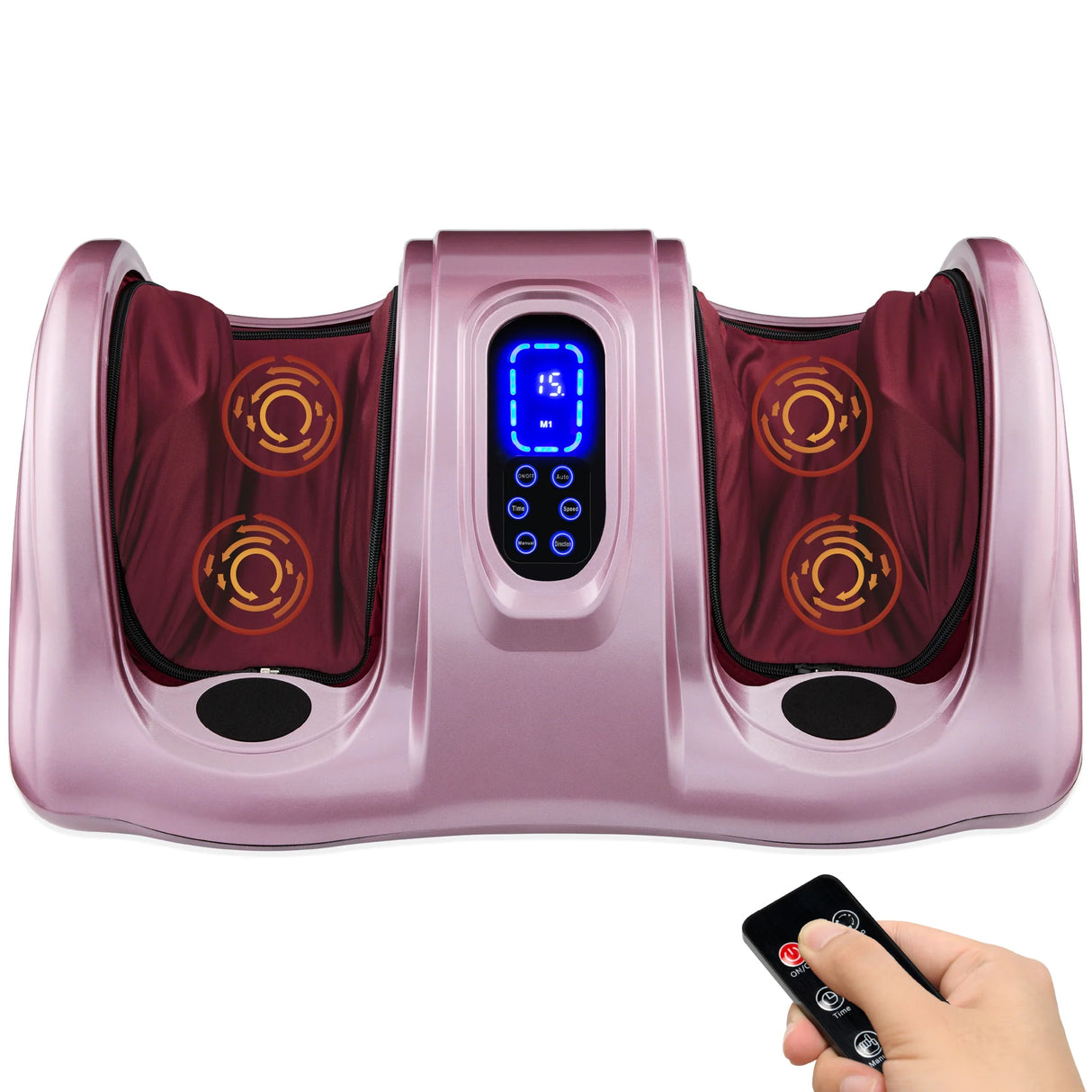 BCP Therapeutic Foot Massager w/ High Intensity Rollers, Remote, 3 Modes, Rose Gold