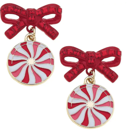 Pave Peppermint Bow Earrings