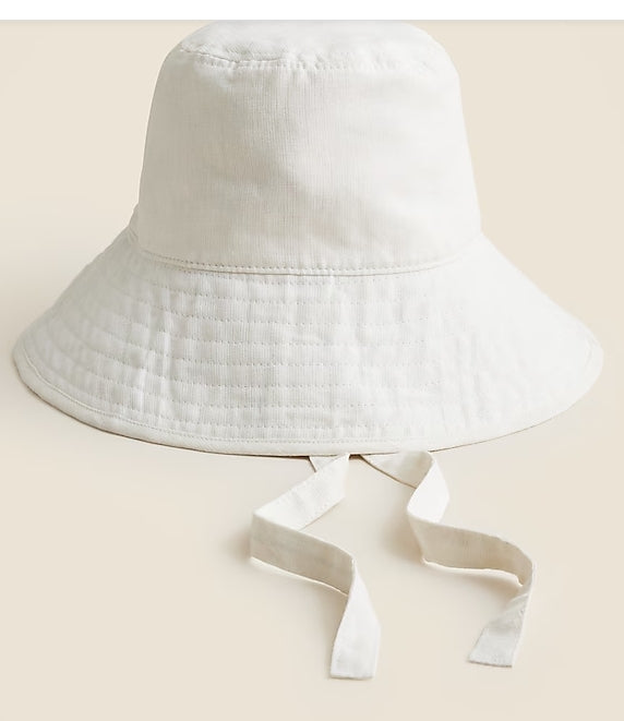 Linen Bucket Hat with Ties
