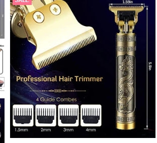 Vintage T9 Trimmer Professional Men's Rechargeable Professional Hair Cutting Machine with USB Cable