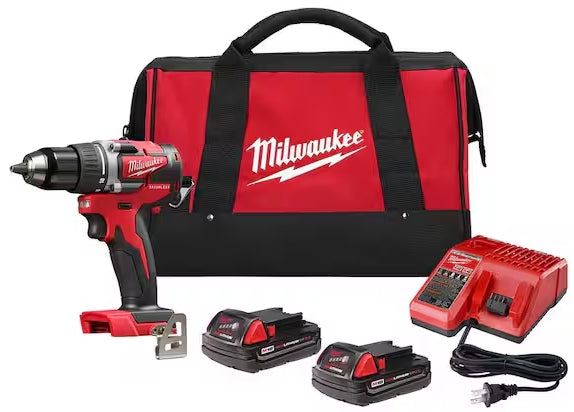 M18 18V Lithium-Ion Brushless Cordless 1/2 in. Compact Drill/Driver Kit with (2) 2.0 Ah Batteries, Charger and Case