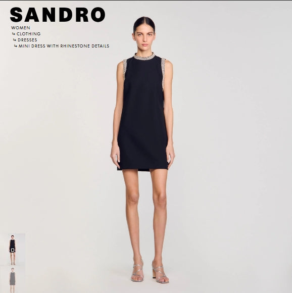 Sandro Mini Dress with Rhinestone Details - US 4