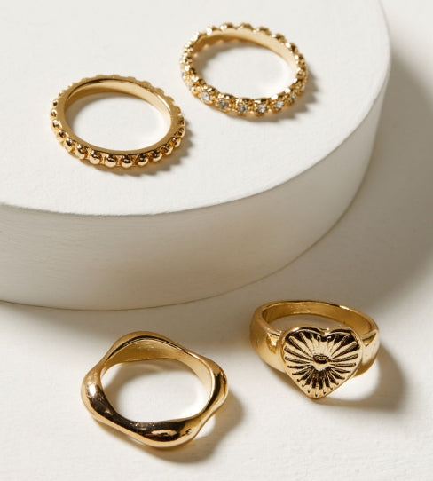Shyanne Women's Gold Heart Ring Set - 4 Piece