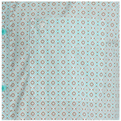 ARIAT Men's Wayne in Blue Turquoise Print SS Shirt - XL