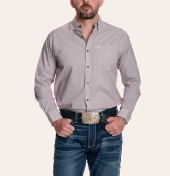 Ariat Men's Burgundy Stripe Print Western Shirt - XL