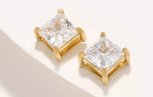 Steel by Diamonique 2ct Princess Stud Earrings