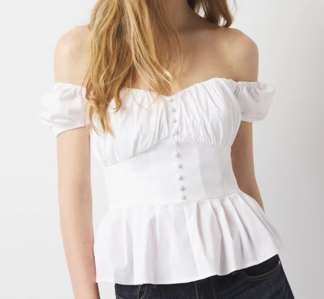 White House Black Market Poplin Peplum Bustier
