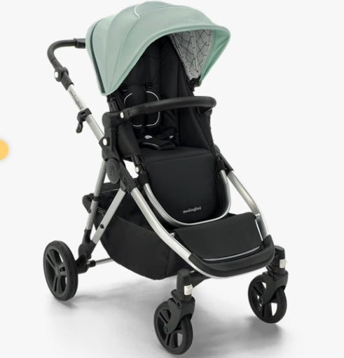 Mockingbird Single-to-Double Stroller 2.0 - Sage Windowpane & Silver Frame