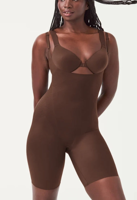 SPANXshape™ Invisible Open-Bust Mid-Thigh Bodysuit -Chestnut Brown - 3x