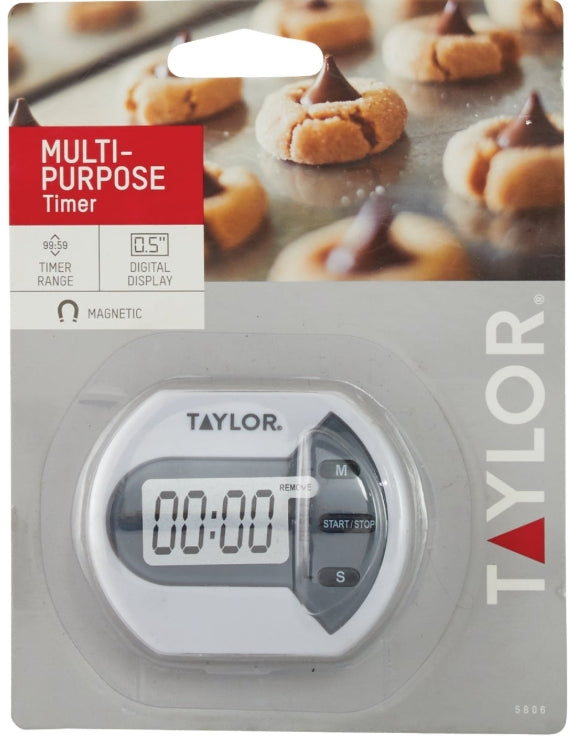 TAYLOR 5806 TIMER DIGITAL .7 READOUT CLIP-MAGNENT-STAND White 6pk