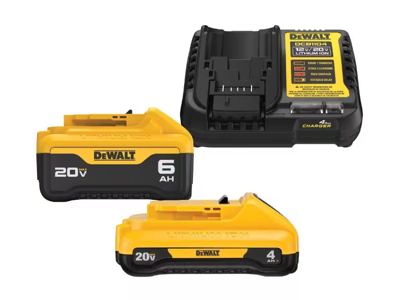 Dewalt 20V MAX Lithium-Ion 6.0Ah and 4.0Ah Battery and Charger Starter Kit