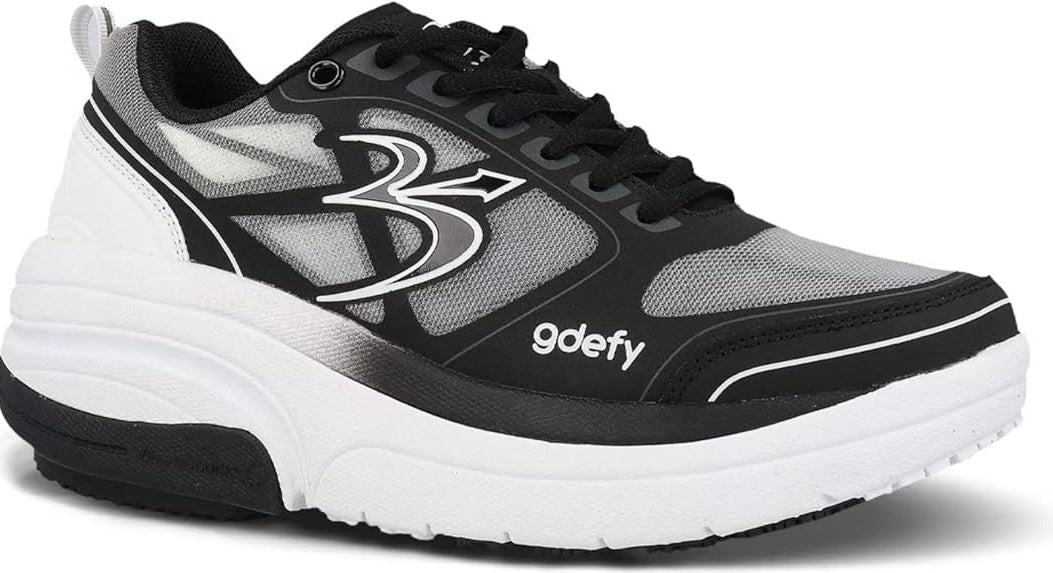 G-DEFY ION Women’s Orthopedic Walking Shoe - Black/White - Size 7.5 Wide